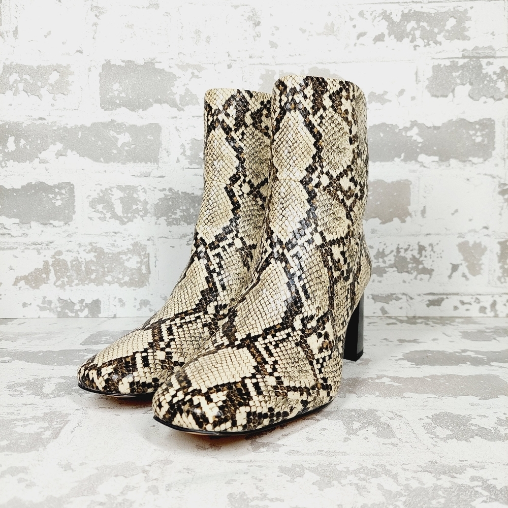 New Nordstrom Rack Naja Snakeprint Block Heel Ankle Boots H163 - Picture 2 of 11